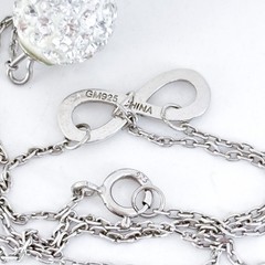 Vintage Sterling Silver 925 Lariat Infinity Crystal Drop Necklace 15.5″-17.5″