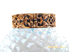 VINTAGE ELABORATE COPPER HINGED BANGLE BRACELET SIGNED RENOIR