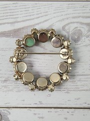 Lot Of 7 Rhinestone Brooches Silver And Gold Tone Pins