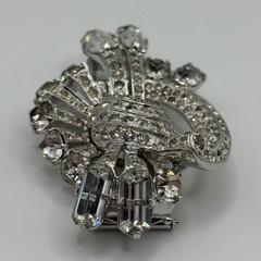 Vintage Eisenberg Original Fur Clip Sterling Silver Rhinestone Signed