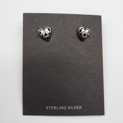 JEZLAINE Signed Sterling Silver 925 Openwork Scroll Heart Stud earrings Bride