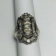 Art Deco Style Round Cut Lab Created Diamond Filigree 925 Silver Engagement Ring
