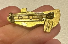 Vintage John Wind Maximal Art Signed Shoe Brooch Pin w/ AB Rhinestone