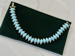 Crown Trifari 7” Bracelet Set: Egyptian Turquoise & Etruscan Link Revival Theme