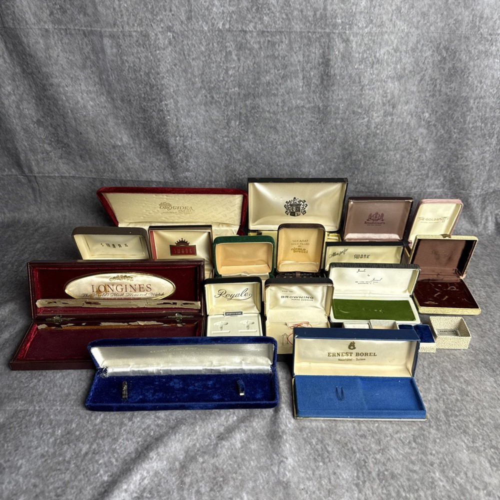 Vintage Jewelry Box Lot Of 18 Longines Fifth Ave Swank Broadstreet Ernest Borel