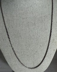 Vintage Sterling Silver 2mm Rope Chain Necklace 24” Long