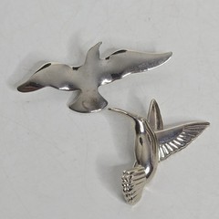 Hummingbird and Seagull Lot Silver Tone Birds Animal Figural Vintage Brooch Pins