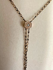 Antique 24″ Signed GF Octagon Star Slide Necklace with Seed Pearl