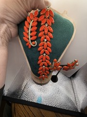 Verified Rare Juliana D&E Orange Milk Glass Bracelet Brooch & Clip Earrings