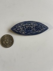 Vintage Indian Blue Carved Cartilage Brooch