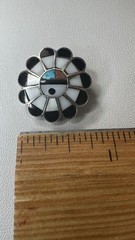 Vintage Zuni Native 925 Silver Sunface Brooch Inlay Design Natural Stones