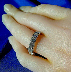 Original EARTH MINED DIAMOND Deco Band Vintage Eternity Anniversary Ring Size 7