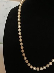 Vintage 24″ Strand Cultured 4.4 MM Pearls Necklace 14k Gold Clasp/Pearl Inset