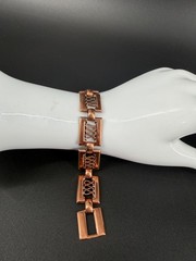 Vtg Renoir Copper Color Rectangle Link Mid Century Modernist Bracelet