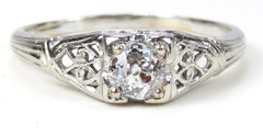 Antique Art Deco 1920’s Diamond Engagement 18KW Ring Size 8.5 UK-Q1/2 EGL USA