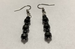 Hematite Beaded Artisan Fashion Metallic Silver Steel Hook Dangle Drop Earrings