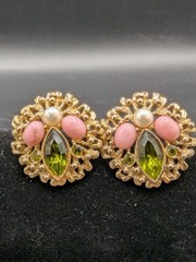 Sarah Coventry 1960s Vintage Book Piece Diamante Earrings Clip-On SEE PICS