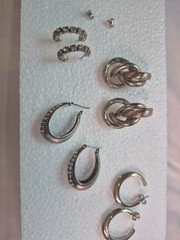 Vintage Pierced Earrings Silver Tone Lot