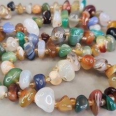 Vintage Stone Beaded Necklace Beggars Beads Endless 26″