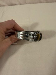 Vintage Tigers Eye And Silver Tone Bracelet Cuff