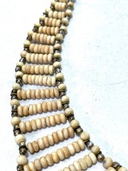 Vintage Indian Tribal Bib Necklace Beaded Statement Collar Boho Ethnic Cream