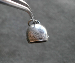 Biarritz Cow Bell Nice Tinkle Vintage Silvertone Bracelet Charm Pendant 1.2g