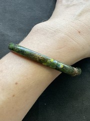 vintage Chinese cloisonne enamel bangle bracelet Hinged Green Floral