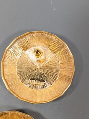 Vintage Monet Gold Tone Round Faceted Metal Statement earrings Pierced