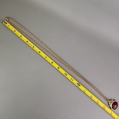Vintage Liz Claiborne Necklace Faux Watch Fob Pendant Red Gold Tone 31″
