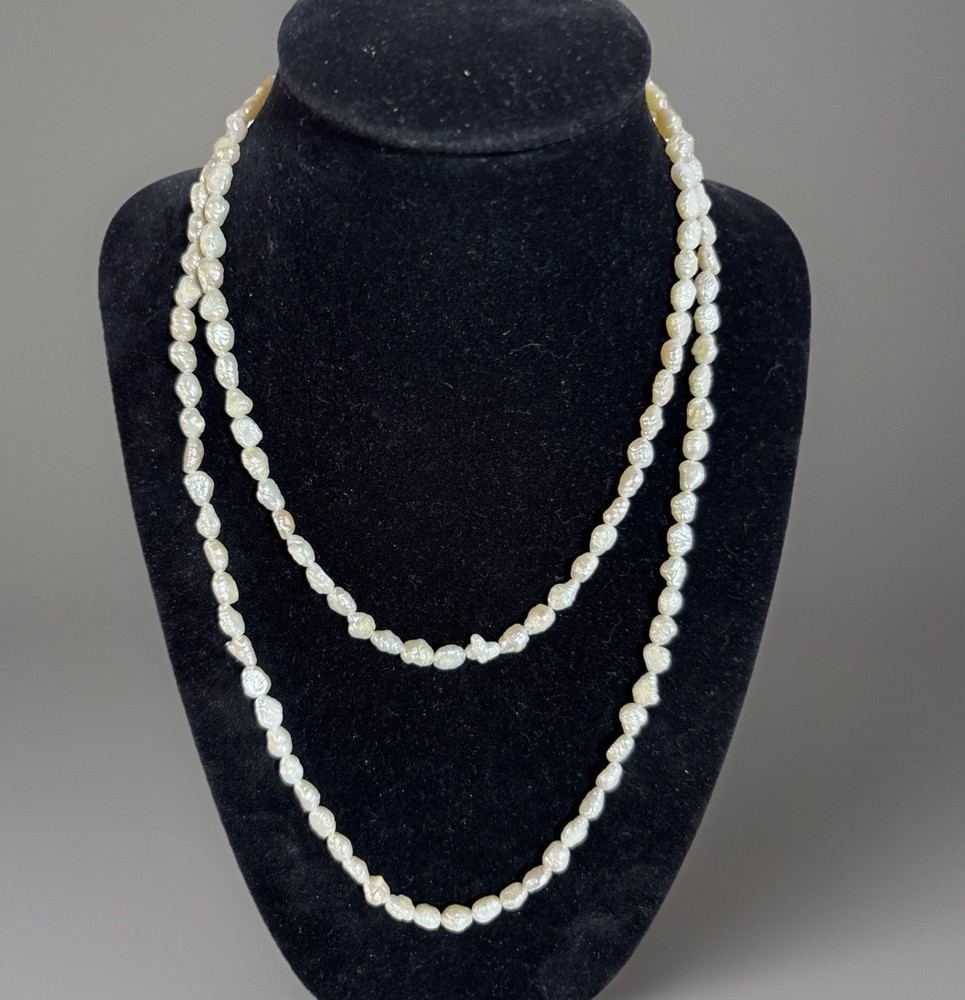 Vintage Baroque Freshwater Pearl Necklace Endless Strand 32 Inches