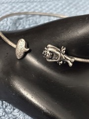 Vintage Sterling Silver Bangle Bracelet Cartoon Creature Laughing 9g 10” READ￼