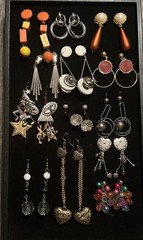 Vintage Costume Jewelry Lot Chunky Bold 80s Earrings Colorful Pop Retro Bold 3
