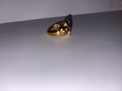 Purple Amethyst & Green Stone Ring Gold Plated Sterling Silver 925 Size 7