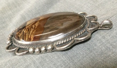 Vintage Deschutes Oregon Picture Jasper Cabochon And Silver Pendant