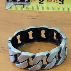 Vintage Chunky Silver Tone Curb Link Hinged Cuff Bracelet 66g
