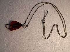 Vintage Baltic Amber Pendant Necklace With Silver Tone Chain, 16″ Long