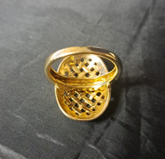 Michael Anthony Gold Tone Over 925 Sterling Basket Weave Design Ring Size 10.25