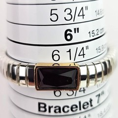 Vintage Two Tone Stretch Bracelet Purple Glass Stone Art Deco Revival 6.25 in