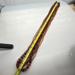 Vintage Necklace Multi Strand Beaded Long Flapper Lucite Root Beer/Cognac 48″