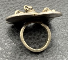 Vintage Silver Tone Coin Ring Adjustable Four Coin Design Indian Bohemian Sz 8