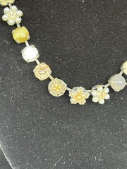 AMARO Designer Tennis Necklace With Flowers, Faceted Crystal And Natural Stones