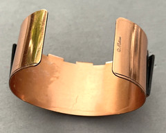RENOIR MATISSE Modernist Trapezoid White Enamel Copper Cuff Bangle Bracelet Mint