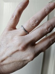 Vintage 1933 Art Deco 18k White Gold Orange Blossom Band Ring