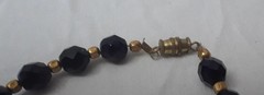 Share Vintage Black Bead with Gold Tones Nuggets Chocker Necklace 16 in