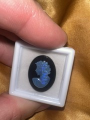 Vintage/Antique 20×15 Natural Solid Hand carved Australian Opal Cameo on Onyx