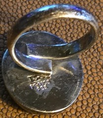 Vintage Taxco Malachite And Silver Ring 9.6 Grams Mexico Marked Adjustable