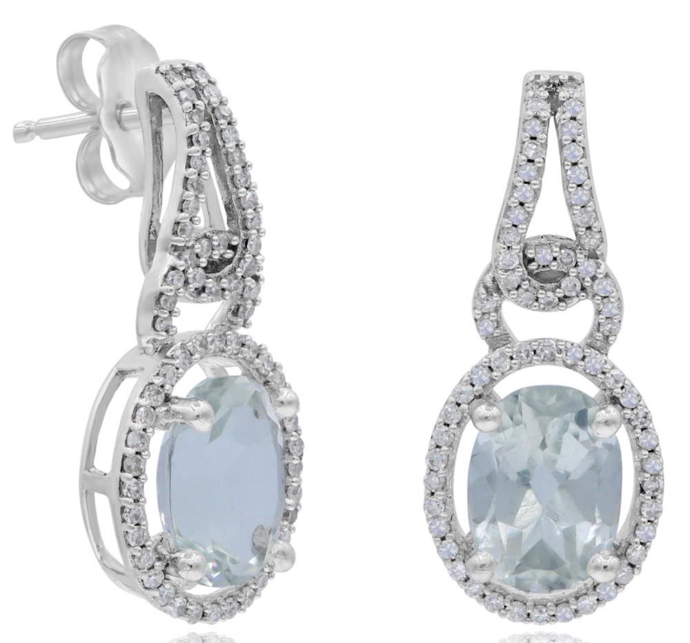 2.46CT DIAMOND & AAA GREEN AMETHYST 14KT WHITE GOLD DOUBLE HALO FLORAL EARRINGS