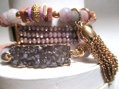 BOMB PARTY NATURALLY YOURS BRACELET STACK RBP4740 ROSE GOLD DRUZY TASSEL RETRO