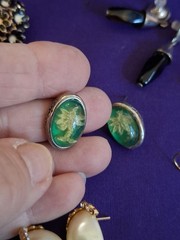 7 Pairs Pierced Earrings 1990’s 2000’s Palm Trees Enamel Rhinestone