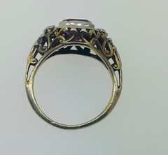 Antique Art Deco 1920’s 13k Two Tone Gold Pink Stone & Diamond Ring